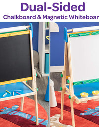 Crayola Kids Wooden Easel, Dry Erase Board & Chalkboard, Amazon Exclusive, Kids Toys, Gift, Age 4, 5, 6, 7
