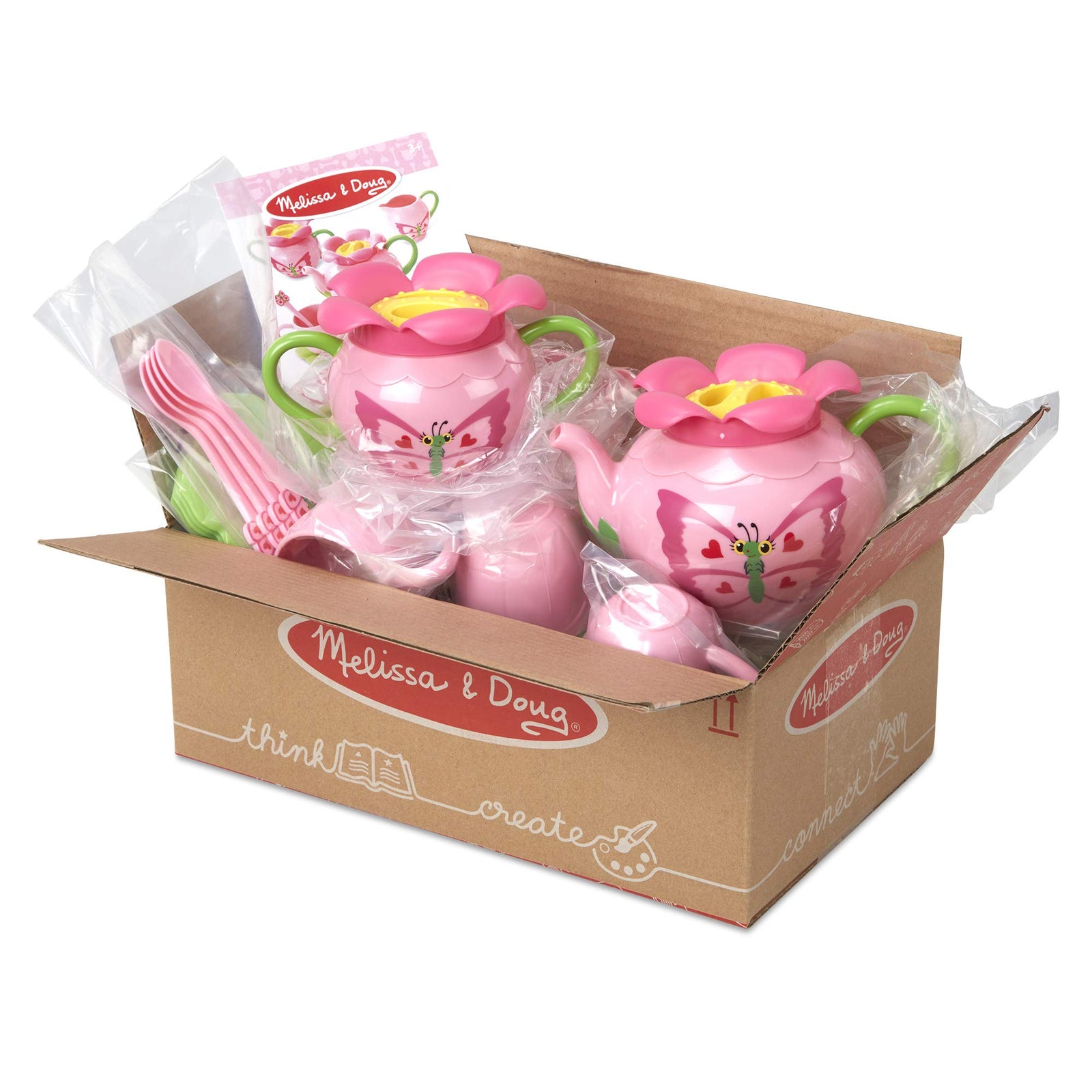 Melissa & Doug Bella Butterfly Pretend Play Tea Set (Pretend Play, Food-Safe Material, BPA-Free, Durable Construction, Frustration-Free Packaging)