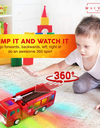 WolVolk Electric Fire Truck Toy with Stunning 3D Lights and Sirens, goes Around and Changes Directions on Contact - Great Gift Toys for Kids
