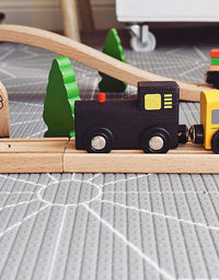 Wooden Train Set for Toddler - 39 Piece- with Wooden Tracks Fits Thomas, Brio, Chuggington, Melissa and Doug- Expandable, Changeable-Train Toy for 3 4 5 Years Old Girls & Boys
