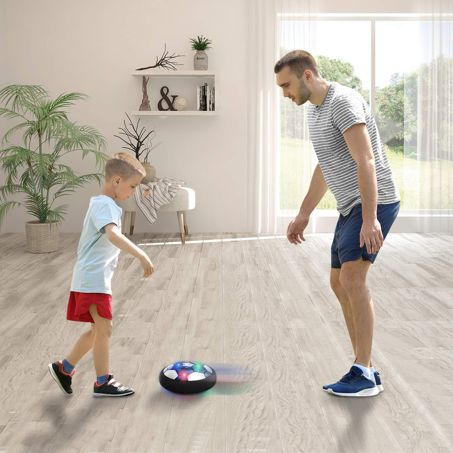 Hover Soccer Ball Boy Toys, Indoor Floating Rechargeable Soccer with Colorful LED Light and Soft Foam Bumper, Upgrade Air Training Soccer Ball for 3 4 5 6 7 8-16 Years Old Boys Girls Adults