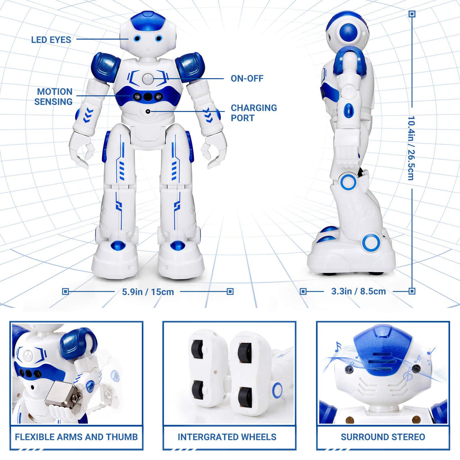 KingsDragon RC Robot Toys for Kids, Gesture & Sensing Programmable Remote Control Smart Robot for Age 3 4 5 6 7 8 Year Old Boys Girls Birthday Gift Present