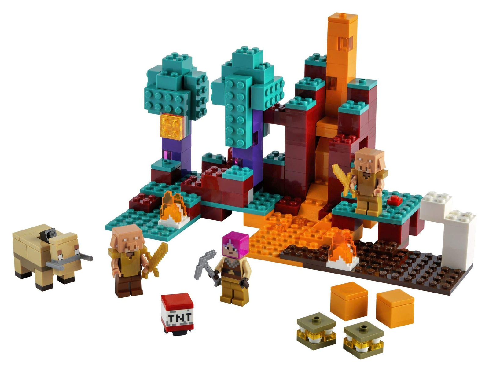 LEGO Minecraft The Warped Forest 21168 Hands-on Minecraft Nether Creative Playset; Fun Warped Forest Building Toy Featuring Huntress, Piglin and Hoglin, New 2021 (287 Pieces)