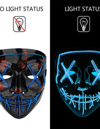 Poptrend Halloween Mask LED Light up Mask for Festival Cosplay Halloween Costume Masquerade Parties,Carnival,Gifts (Blue)
