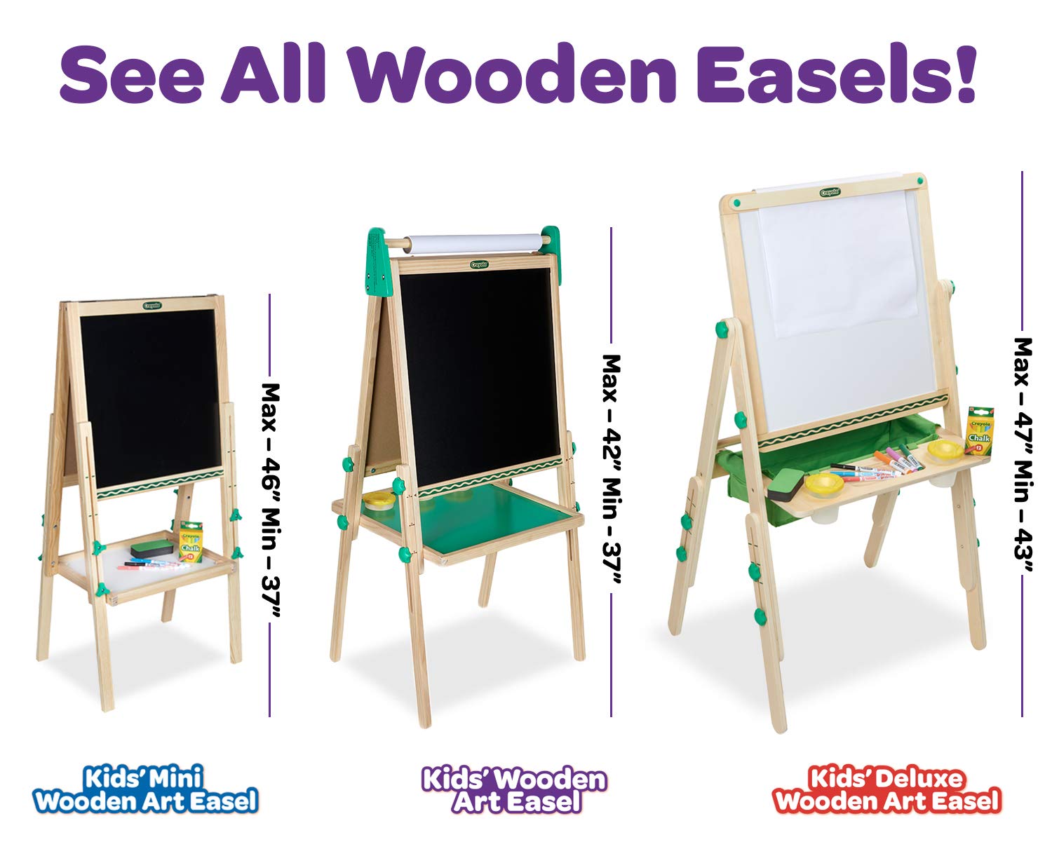 Crayola Kids Wooden Easel, Dry Erase Board & Chalkboard, Amazon Exclusive, Kids Toys, Gift, Age 4, 5, 6, 7