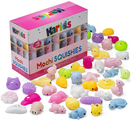 Mini Animal Kawaii Squishy Pack - 40 Pieces Random Mochi Squishies Party Favor Toys for Kids - Cute and Soft Squeezable Stress Reliever for Children