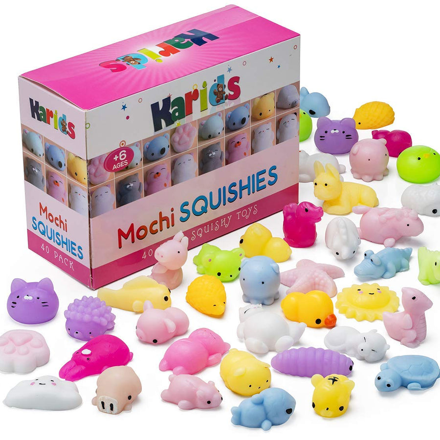 Mini Animal Kawaii Squishy Pack - 40 Pieces Random Mochi Squishies Party Favor Toys for Kids - Cute and Soft Squeezable Stress Reliever for Children