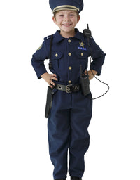 Dress-Up-America Police Costume For Boys - Shirt, Pants, Hat, Belt, Whistle, Gun Holster, and Walkie Talkie Cop Set
