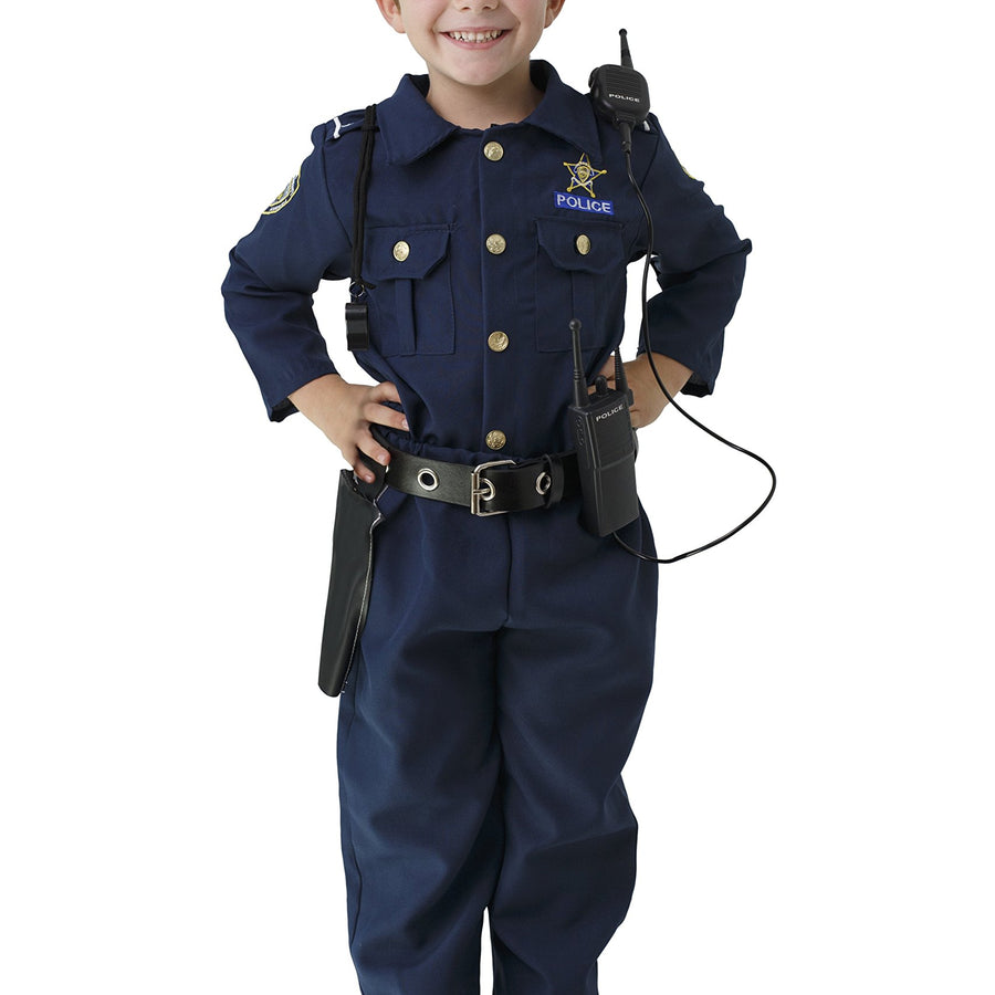 Dress-Up-America Police Costume For Boys - Shirt, Pants, Hat, Belt, Whistle, Gun Holster, and Walkie Talkie Cop Set
