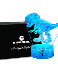 easuntec Dinosaur Toys 3D Night Light with Remote & Smart Touch 7 Colors + 16 Colors Changing Dimmable TRex Toys 1 2 3 4 5 6 7 8 Year Old Boy or Girl Gifts (TRex 16WT)
