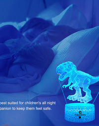 easuntec Dinosaur Toys 3D Night Light with Remote & Smart Touch 7 Colors + 16 Colors Changing Dimmable TRex Toys 1 2 3 4 5 6 7 8 Year Old Boy or Girl Gifts (TRex 16WT)
