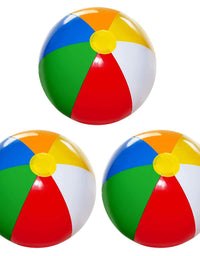 Beach Balls [3 Pack] 20" Inflatable Beach Balls for Kids - Beach Toys for Kids & Toddlers, Pool Games, Summer Outdoor Activity - Classic Rainbow Color by 4E's Novelty
