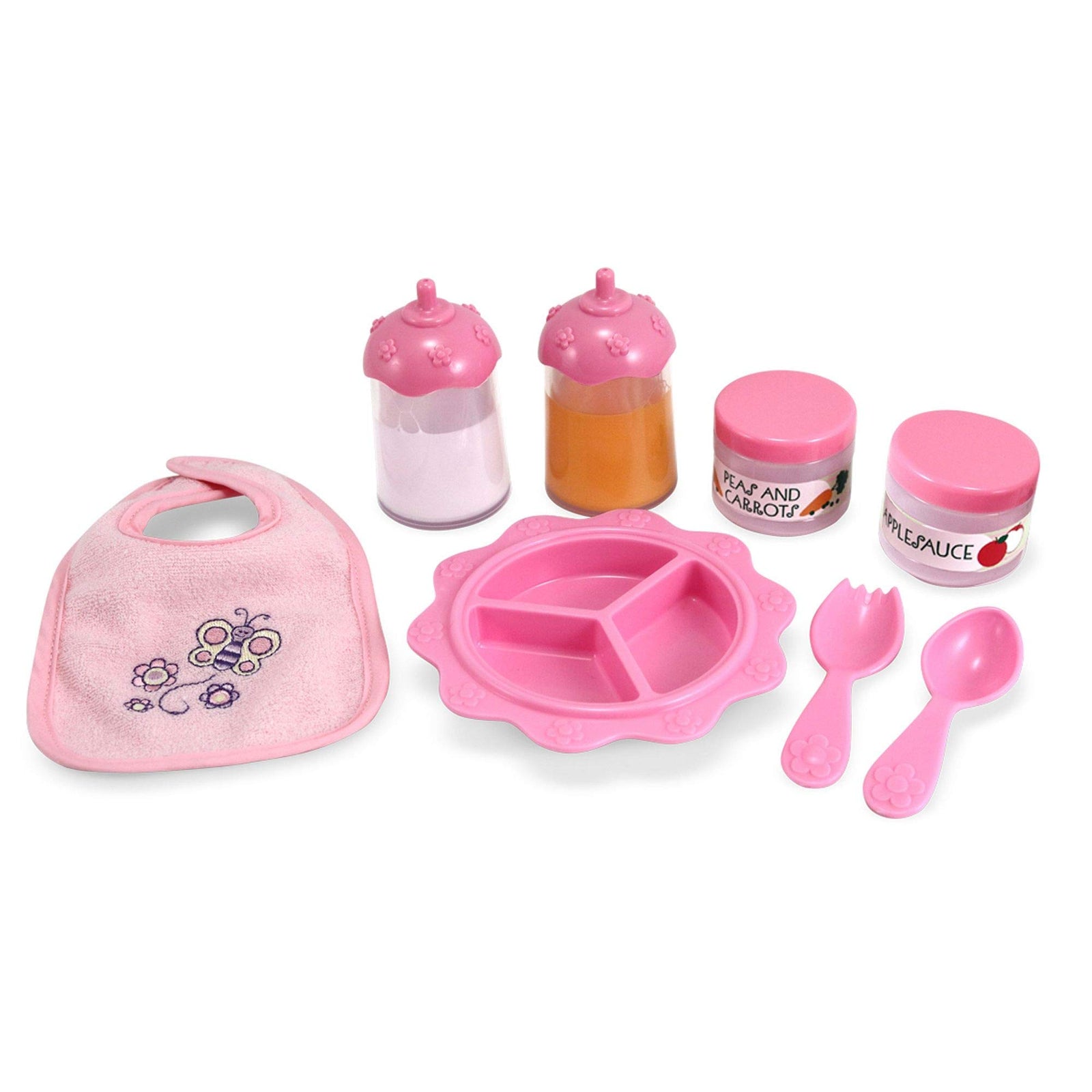 Melissa & Doug Doll Feeding and Changing Accessories - Bib, Bag, Diaper, Wipes, Utensils, Bottles