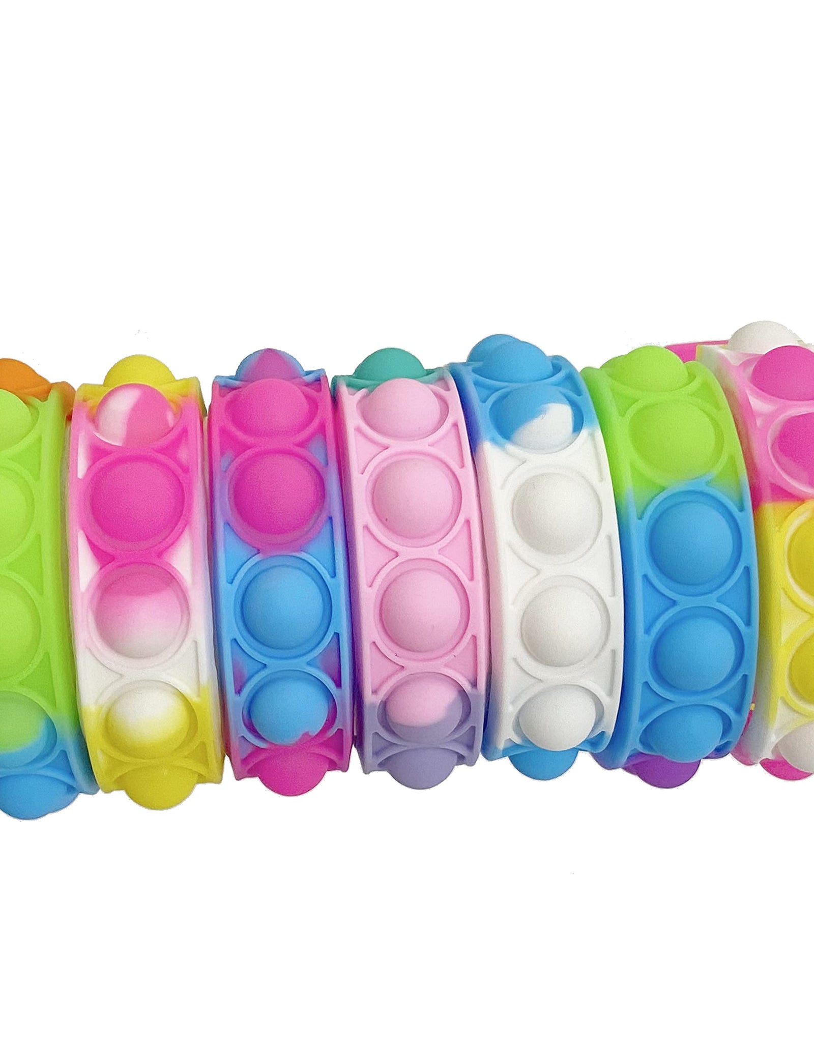 WQFXYZ 20PCS Push Pop Fidget Toy Fidget Bracelet, Durable and Adjustable, Multicolor Wristband Push Pop Stress Relief Sensory Fingertip Toys for Kids and Adults (20 pcs Bracelet)