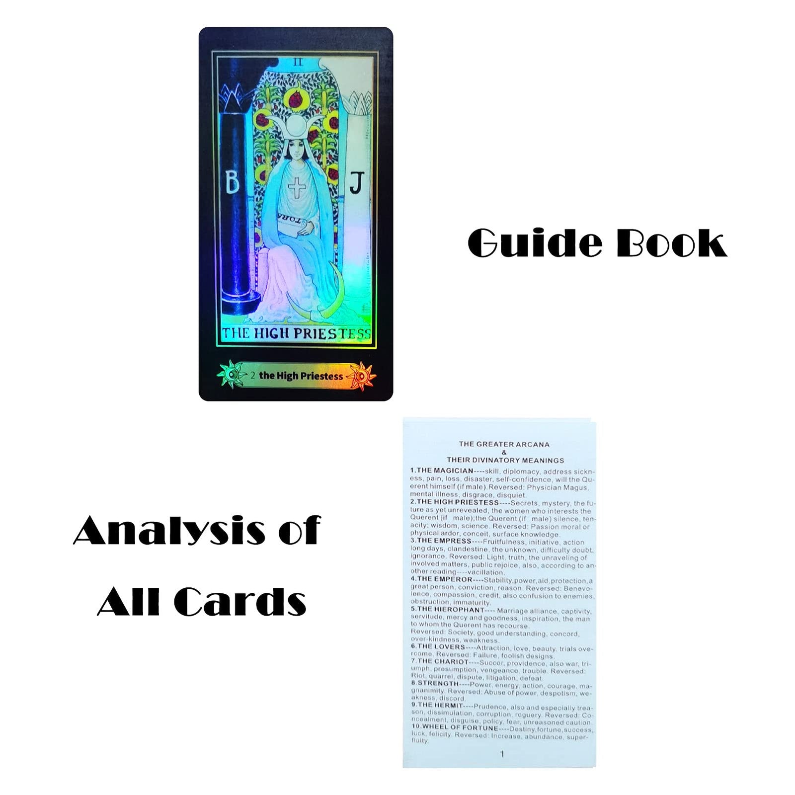 78 Holographic Tarot Cards, Rider Waite Tarot Cards with Guidebook, Tarot Cards Deck Future Telling Game