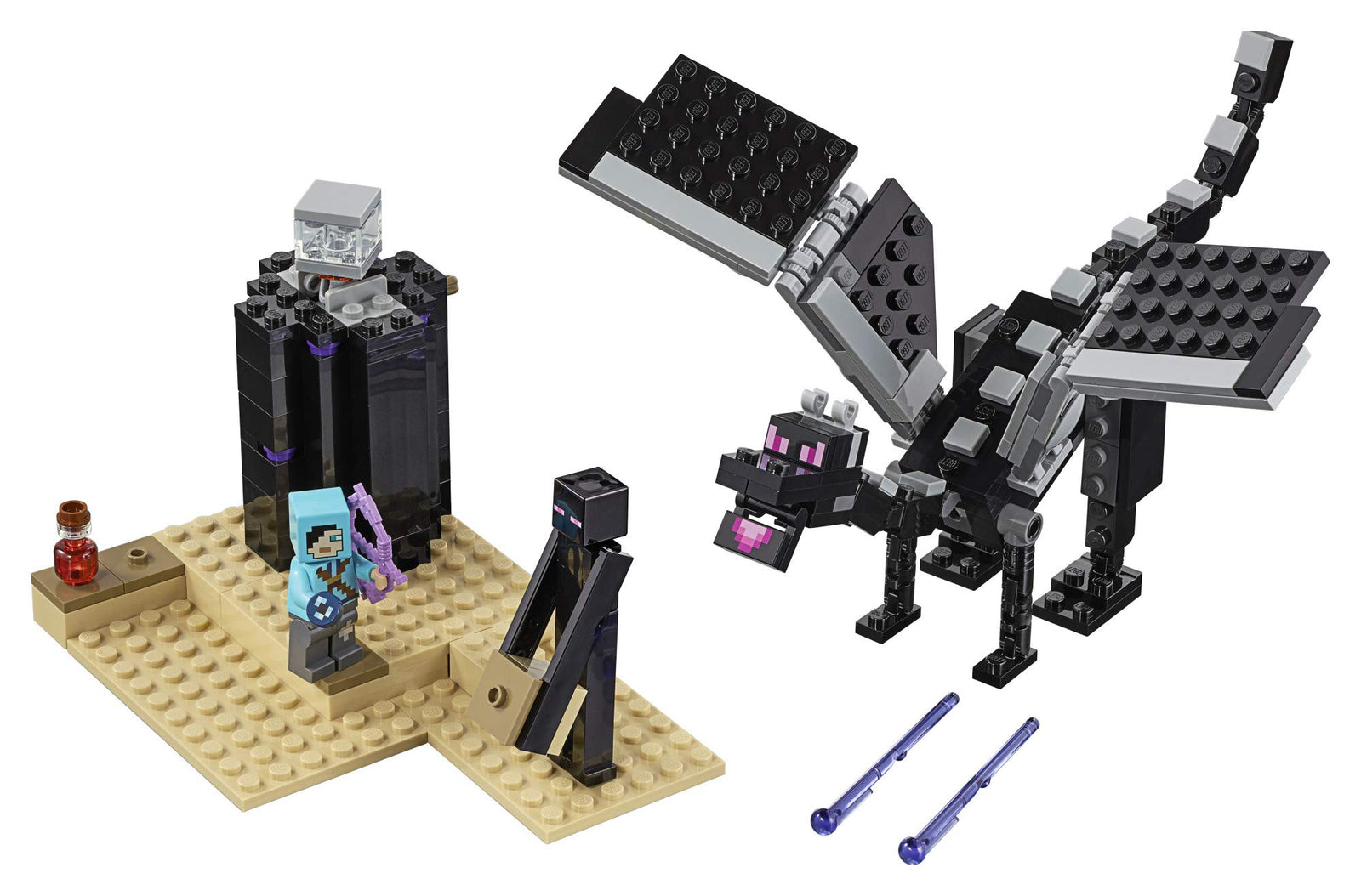 LEGO Minecraft The End Battle 21151 Ender Dragon Building Kit Includes Dragon Slayer and Enderman Toy Figures for Dragon Fighting Adventures (222 Pieces)