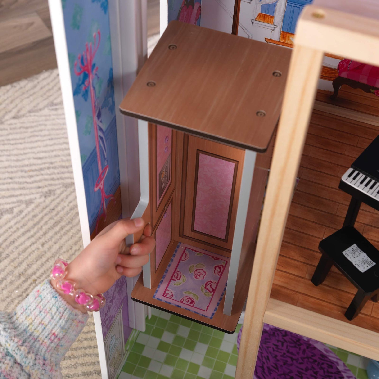 KidKraft My Dreamy Wooden Dollhouse with Lights and Sounds, Elevator and 14 Accessories, Gift for Ages 3+