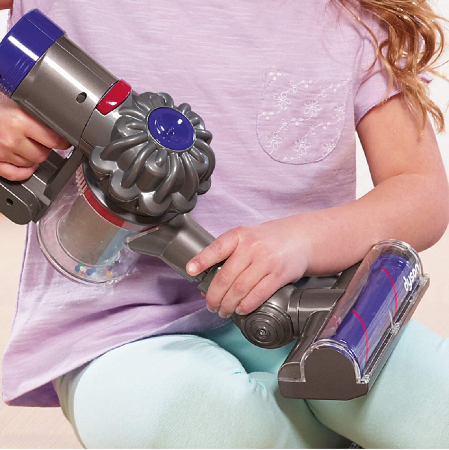 Casdon Little Helper Dyson Cord-free Vacuum Cleaner Toy, Grey, Orange and Purple (68702)