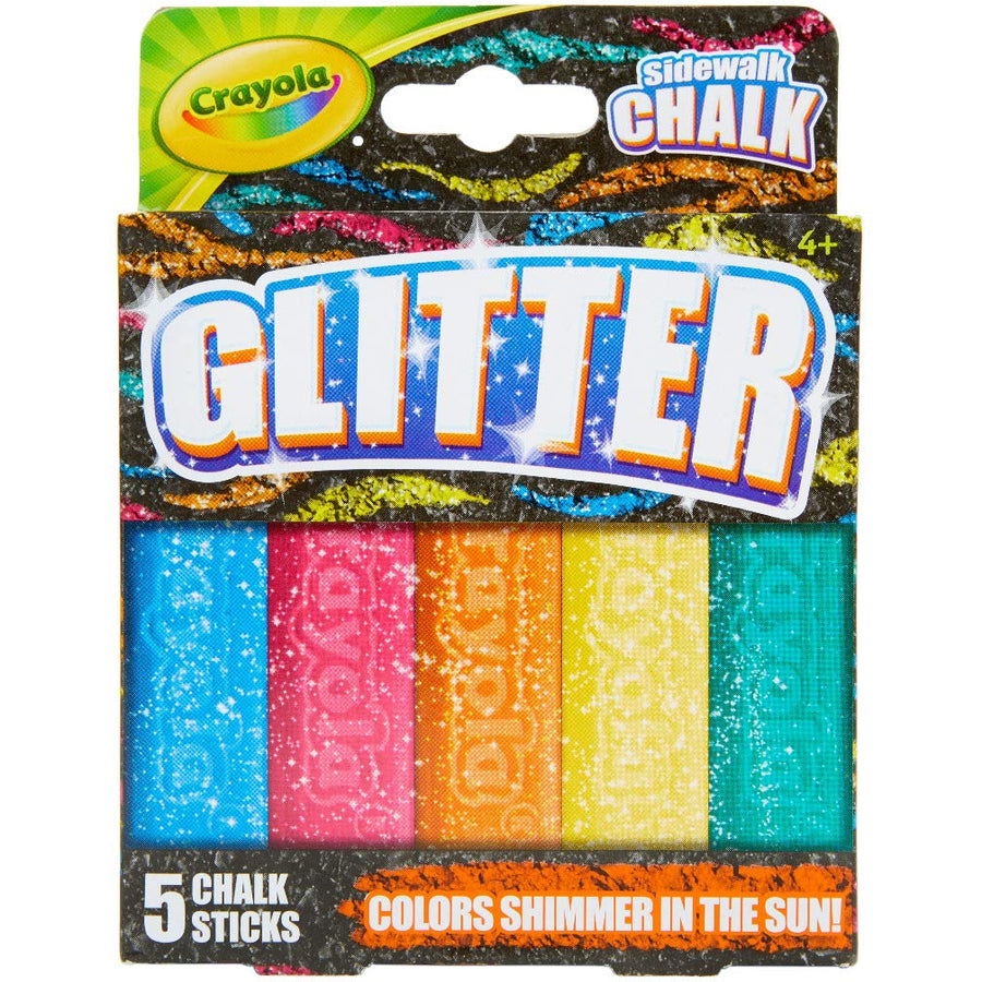 Crayola Outdoor Chalk, Glitter Sidewalk Chalk, Summer Toys, 5 Count