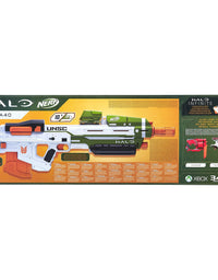 NERF Halo MA40 Motorized Dart Blaster -- Includes Removable 10-Dart Clip, 10 Official Elite Darts, and Attachable Rail Riser , White

