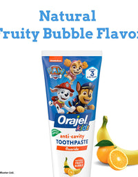 Orajel Kids Paw Patrol Anti-Cavity Fluoride Toothpaste, Natural Fruity Bubble Flavor, 4.2oz Tube
