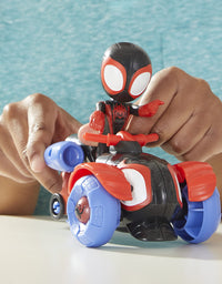 Marvel Spidey and His Amazing Friends Miles Morales Action Figure and Techno-Racer Vehicle, for Kids Ages 3 and Up
