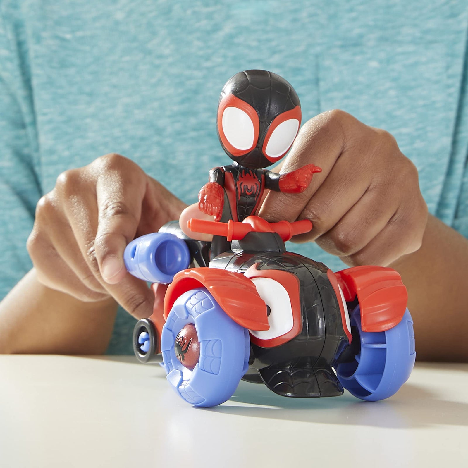 Marvel Spidey and His Amazing Friends Miles Morales Action Figure and Techno-Racer Vehicle, for Kids Ages 3 and Up