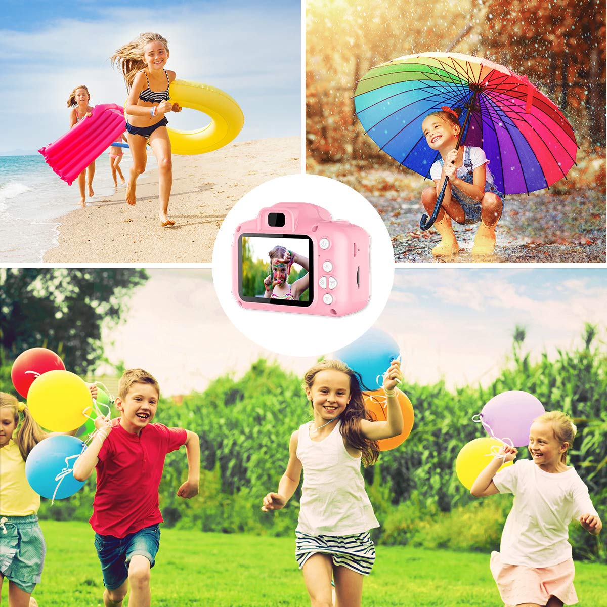 OZMI Upgrade Kids Selfie Camera, Christmas Birthday Gifts for Girls Age 3-12, Children Digital Cameras 1080P 2 Inch Toddler, Portable Toy for 3 4 5 6 7 8 9 10 Year Old Girls with 32GB SD Card (Pink)
