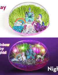 Little Growers Unicorn Terrarium Kit for Kids with Rainbow Fairy Lights and Paintable Figurines - Plant and Grow Light Up Garden - Science and Craft Kits for Girls and Boys - STEM Age Gifts and Toys
