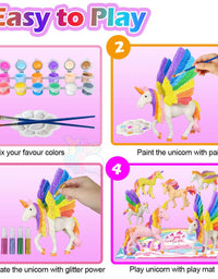 Yileqi Paint Your Own Unicorn Painting Kit, Unicorns Paint Craft for Girls Arts and Crafts for Kids Age 4 5 6 7 8 9 Years Old, Unicorn Party Favor Art Supplies DIY Kit Activities for Kid Birthday Gift
