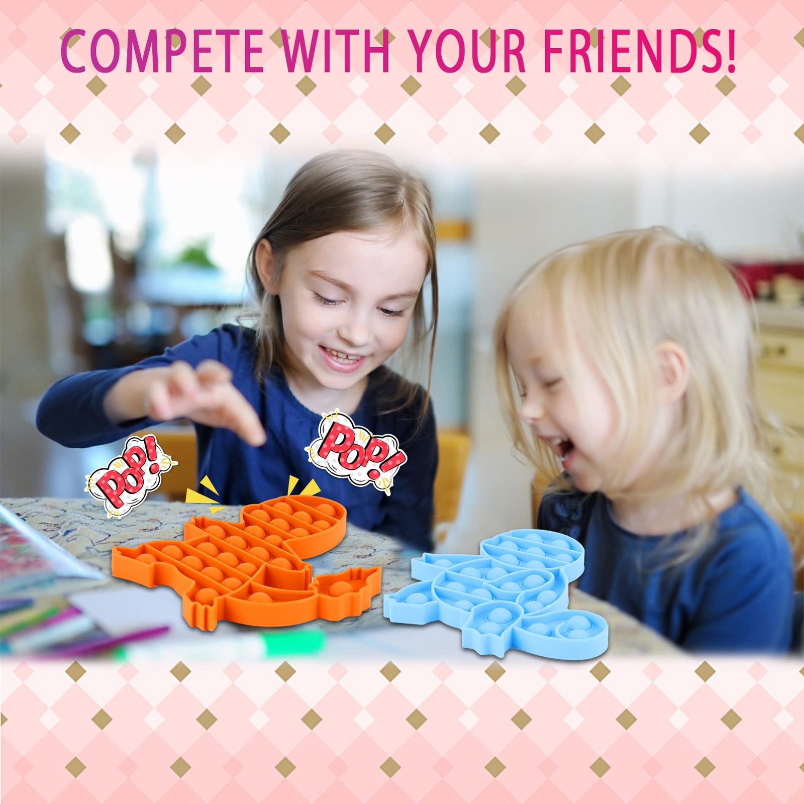 IGINOA Pop Poop Fidget Toy Bubble Sensory 4 Pack Popper Figets Figetget Cute Yellow Green Orange Blue Turtle Popet Game Silicone Relieves Stress ADHD Anxiety Gift Boy Kid Teen Girls