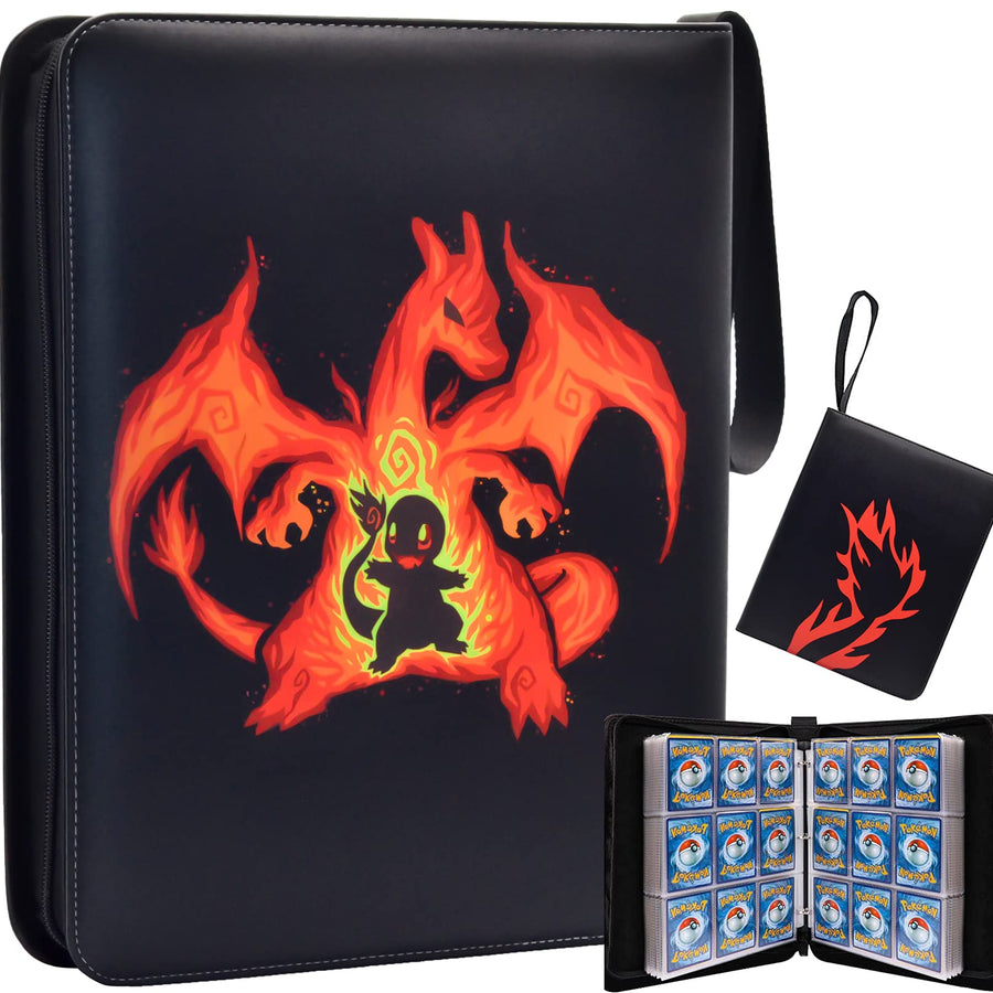 Card Binder for Pokemon Cards, CHELSOND 9-Pocket Portable Card Collector Album Holder Book Fits 720 Cards with 40 Removable Sleeves, Trading Card Binder Display Storage Carrying Case for TCG-Dragon