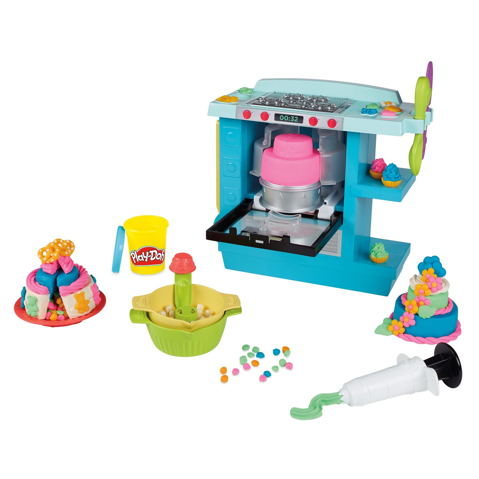 Play-Doh Kitchen Creations Rising Cake Oven Bakery Playset for Kids 3 Years and Up with 5 Modeling Compound Colors, Non-Toxic