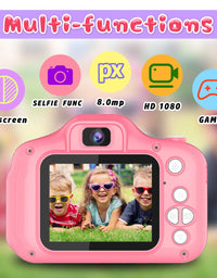 Seckton Upgrade Kids Selfie Camera, Christmas Birthday Gifts for Girls Age 3-9, HD Digital Video Cameras for Toddler, Portable Toy for 3 4 5 6 7 8 Year Old Girl with 32GB SD Card-Pink
