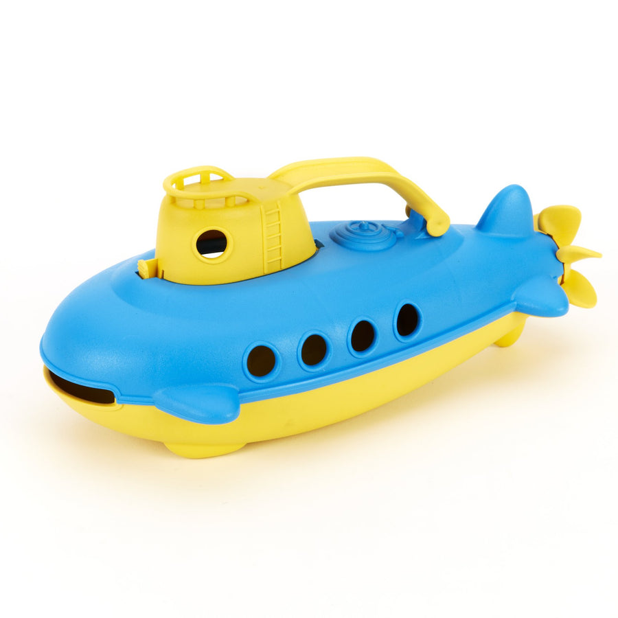 Green Toys Submarine in Yellow & blue - BPA Free, Phthalate Free, Bath Toy with Spinning Rear Propeller. Safe Toys for Toddlers, Babies