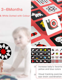 beiens High Contrast Baby Flashcard, 80 PCs 160 Page Black White Colorful Visual Stimulation Learning Activity Card for Babies Ages 0-36 Months, 5.5'' x 5.5'' Educational Newborn Infants Toys Gift
