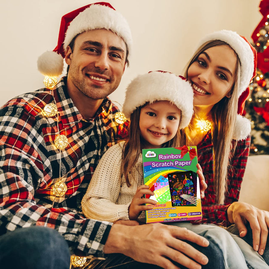 ZMLM Scratch Paper Art Set: 59Pcs Magic Drawing Art Craft Kid Black Scratch off Paper Supply Kit Toddler Preschool Learning Bulk Toy for Age 3 4 5 6 7 8 9 10 Girl Boy Holiday|Party Favor|Birthday Gift