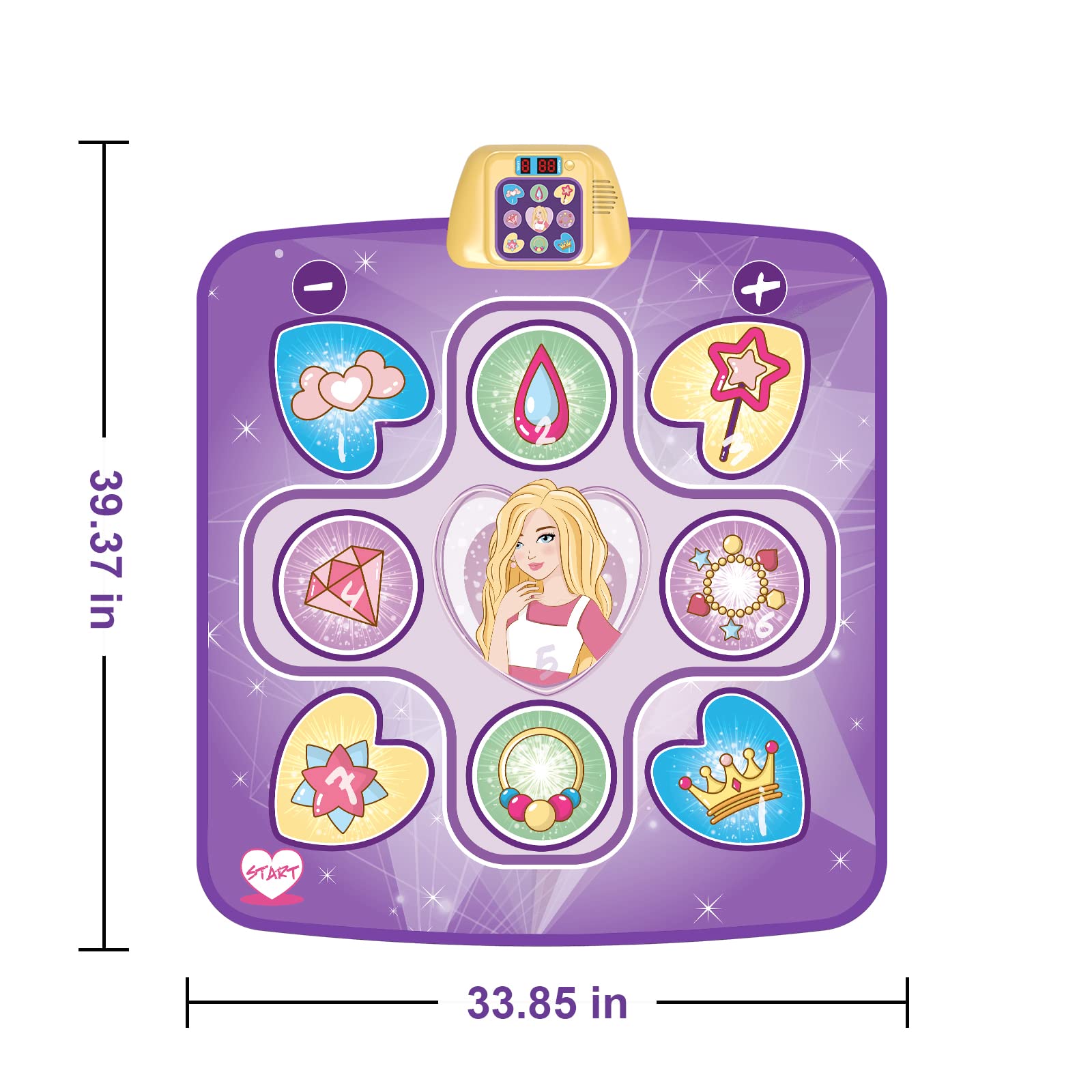 beefunni Dance Mat Toys for 3-10 Year Old Girls, 5 Game Modes Including 3 Challenge Levels, Adjustable Volume Dance Pad with LED Lights, Christmas Birthday Gifts for 3 4 5 6 7 8 9+ Year Old Girls