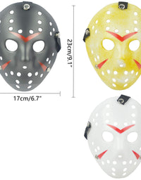 IronBuddy 3Pcs Jason Hockey Mask Costume Mask Prop for Cosplay Masquerade Party Halloween Decorations Dress Up
