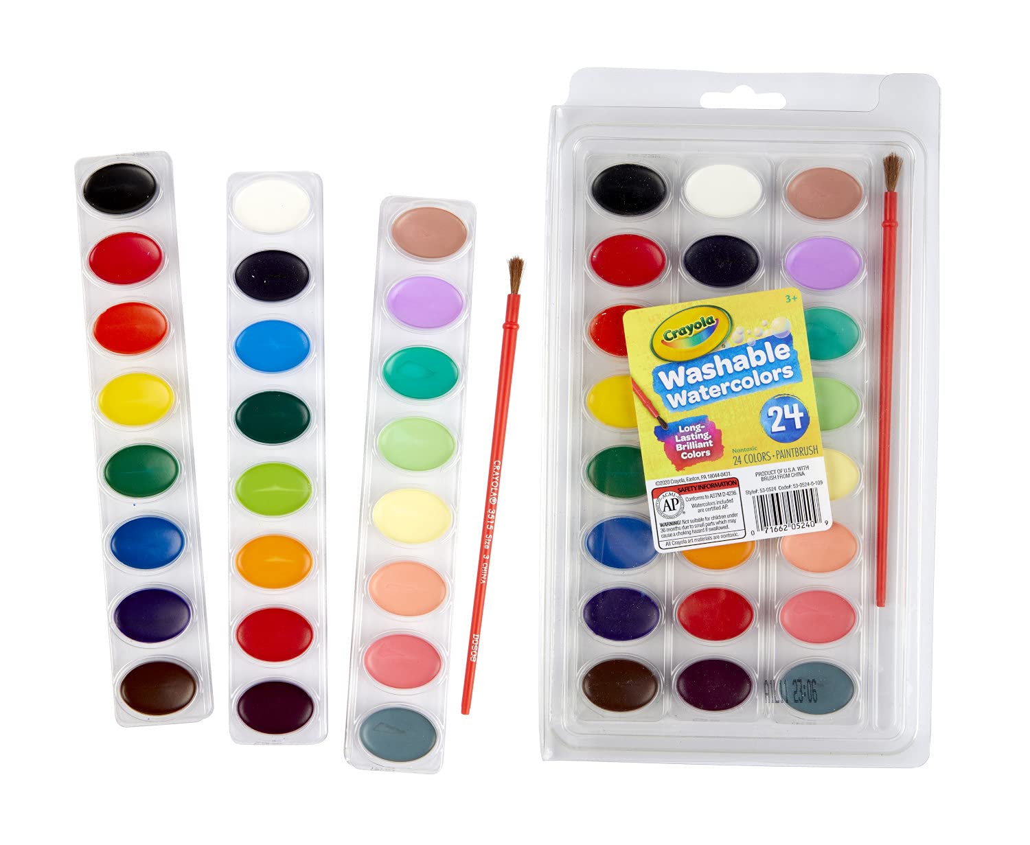 Crayola Washable Watercolors, Paint Set for Kids, Gift, 24 Count