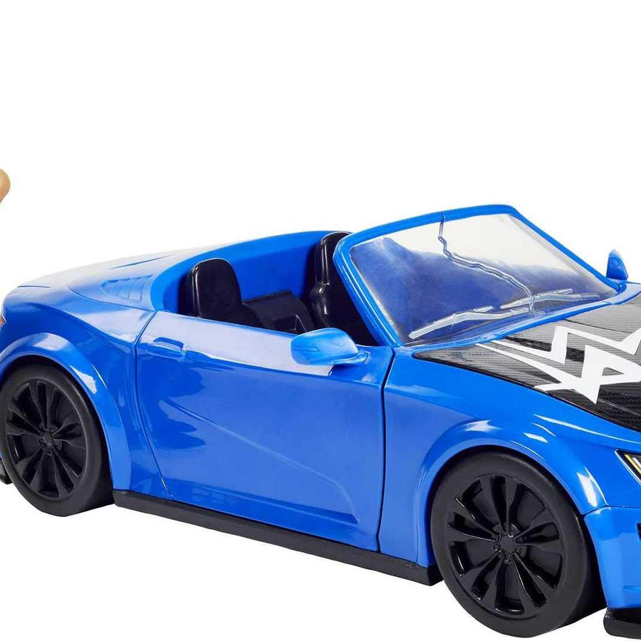 WWE Wrekkin’ Slam-Mobile Vehicle (13-in / 33.02-cm) with Rolling Wheels and 8 Breakable Parts & 6-in / 15.24-cm The Rock Basic Action Figure, Gift for Ages 6 Years Old & Up [Amazon Exclusive]