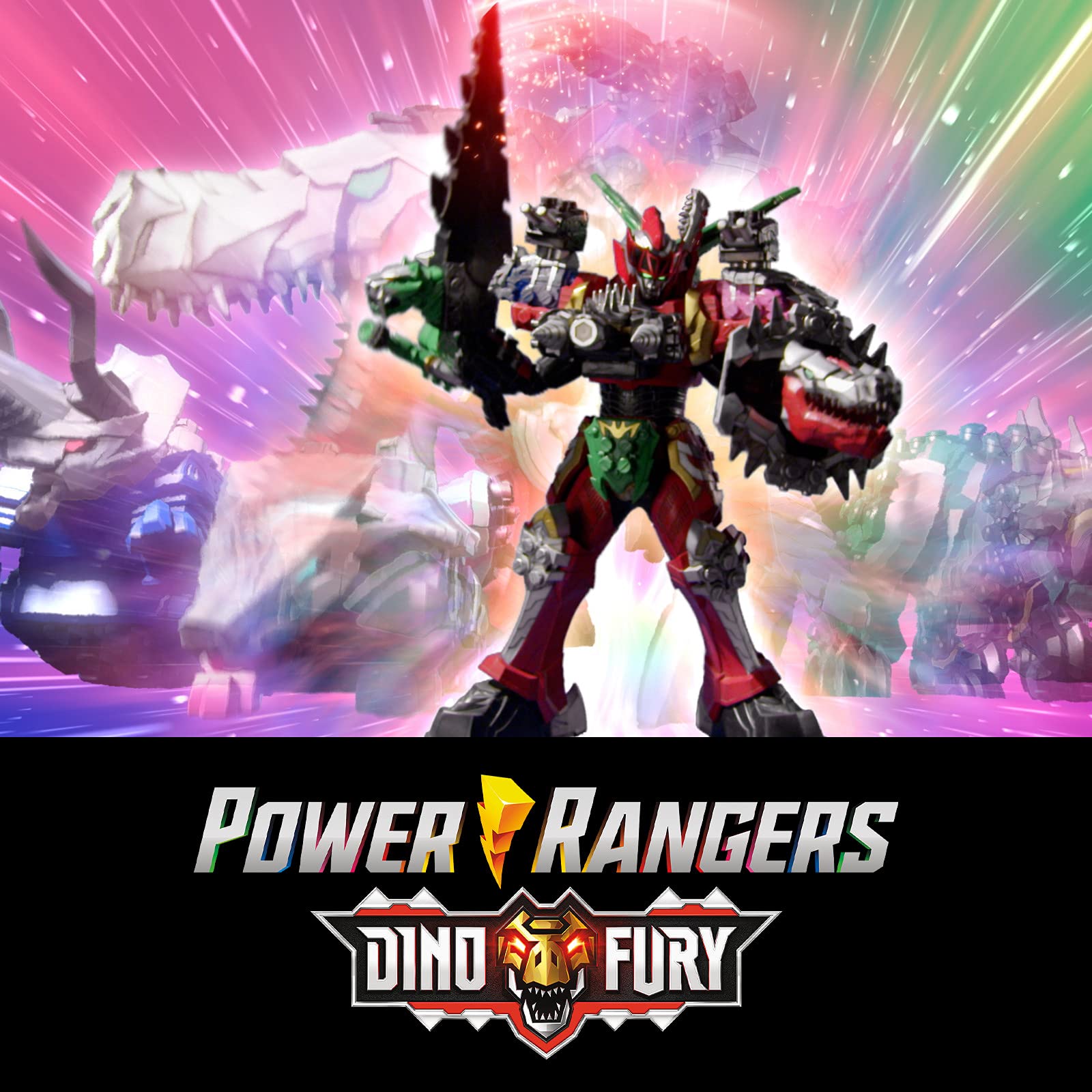 Power Rangers Dino Fury Megazord Mega Pack 5-Pack Zord Action Figure Toys for Kids Ages 4 and Up Zord Link Mix-and-Match Custom Build System (Amazon Exclusive)