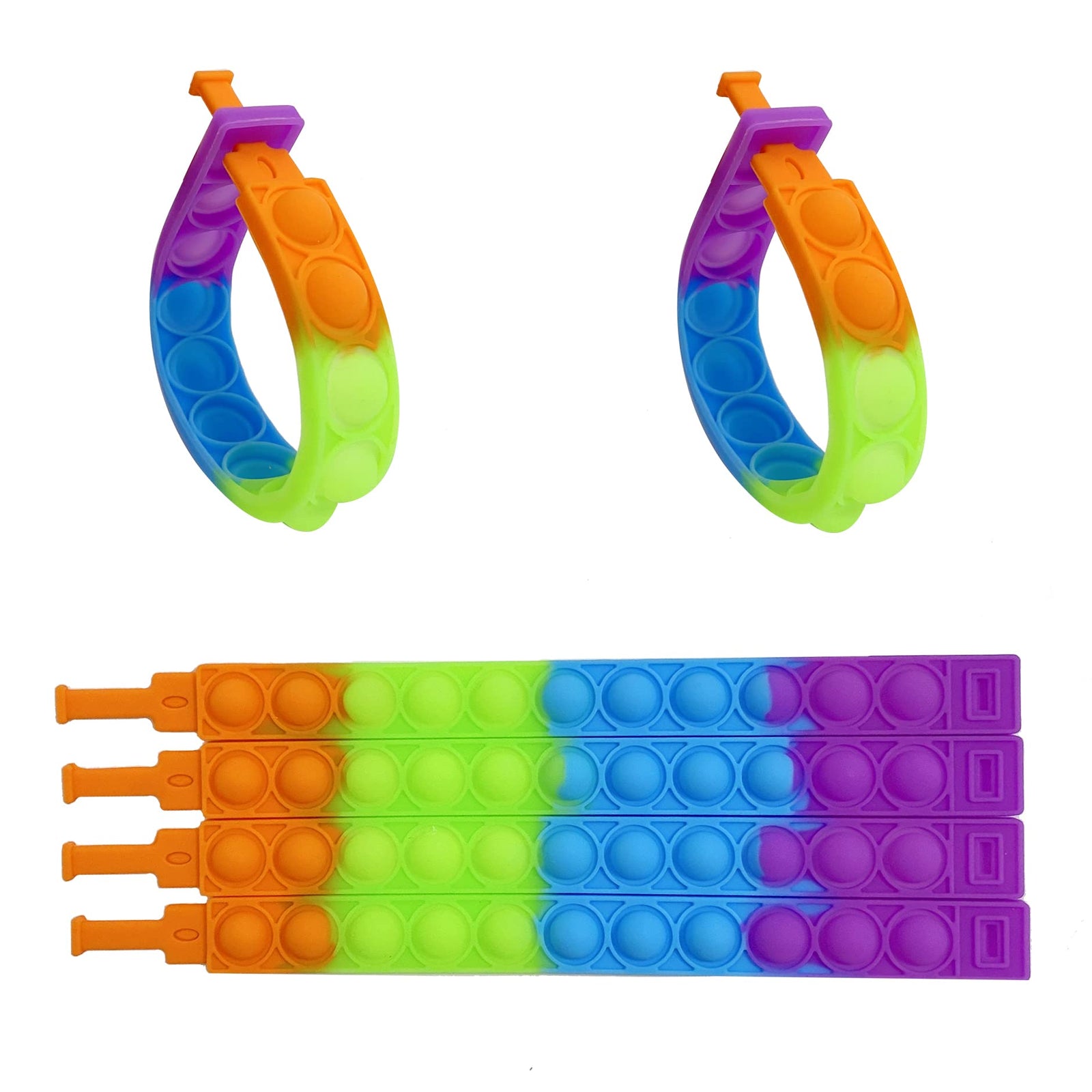 WQFXYZ 20PCS Push Pop Fidget Toy Fidget Bracelet, Durable and Adjustable, Multicolor Wristband Push Pop Stress Relief Sensory Fingertip Toys for Kids and Adults (20 pcs Bracelet)