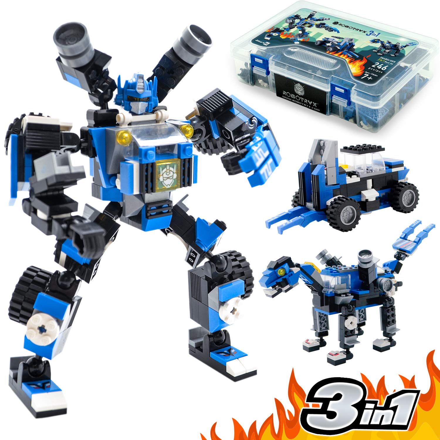 Robot STEM Toy Figure | 3 in 1 Fun Creative Set | Construction Building Toys for Boys and Girls Ages 6-14 Years Old | Best Toy Gift for Kids | Free Poster Kit Included