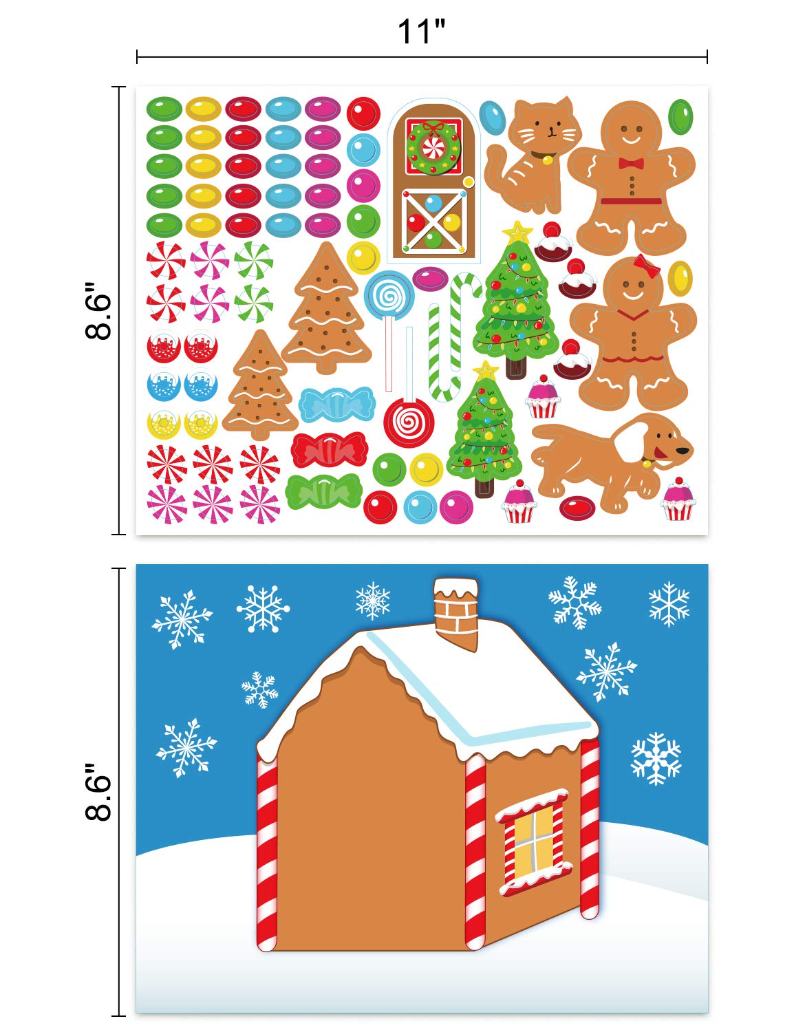 Make-a-Gingerbread House Stickers for Kids - Christmas Party Game/Craft/Activity/Favor/Supplies - 13 Finished Products