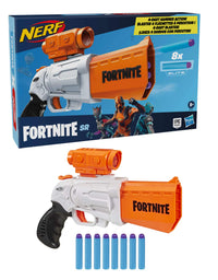 NERF Fortnite SR Blaster -- 4-Dart Hammer Action -- Includes Removable Scope and 8 Official Elite Darts -- for Youth, Teens, Adults
