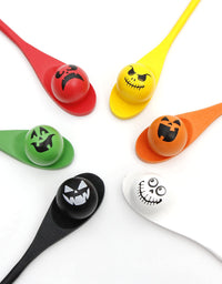 JOYIN 6 Pcs Halloween Egg and Spoon Race Game Set; Eyeballs and Spoons with Assorted Colors for Kids and Adults Halloween Outdoor Fun Games, Party Favor Supplies, Classroom Activities
