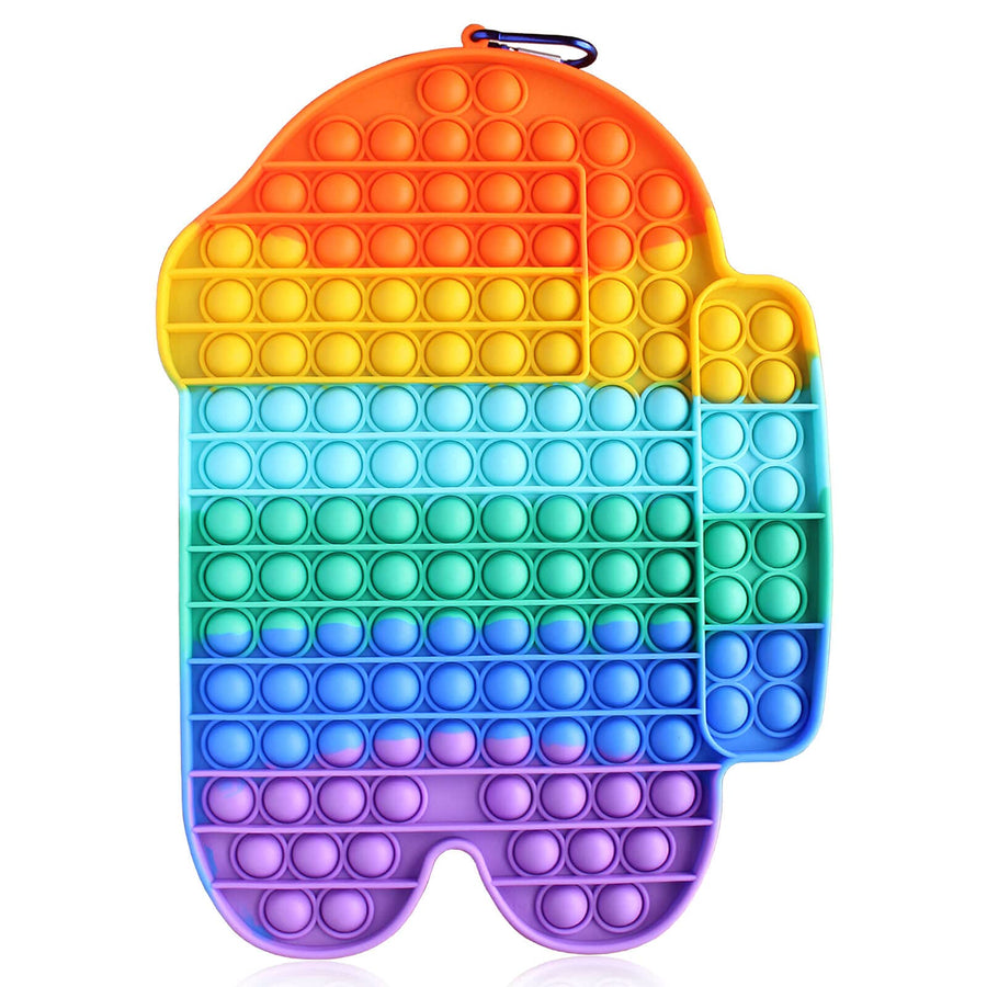 PIZZPOP Jumbo Pop Push Bubble Fidget Sensory Toy, 140 Bubbles Big Size Rainbow Silicone Fidget Popper, Stress Anxiety Relief Toys Puzzle Game Gift for Adults Kids