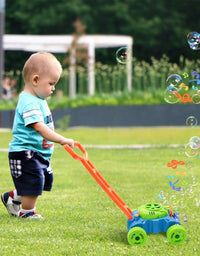 JUMELLA Lawn Mower Bubble Machine for Kids - Automatic Bubble Mower with Music, Baby Activity Walker for Outdoor, Push Toys for Toddler, Christmas Birthday Gifts for Preschool Boys Girls 2-6 Years Old
