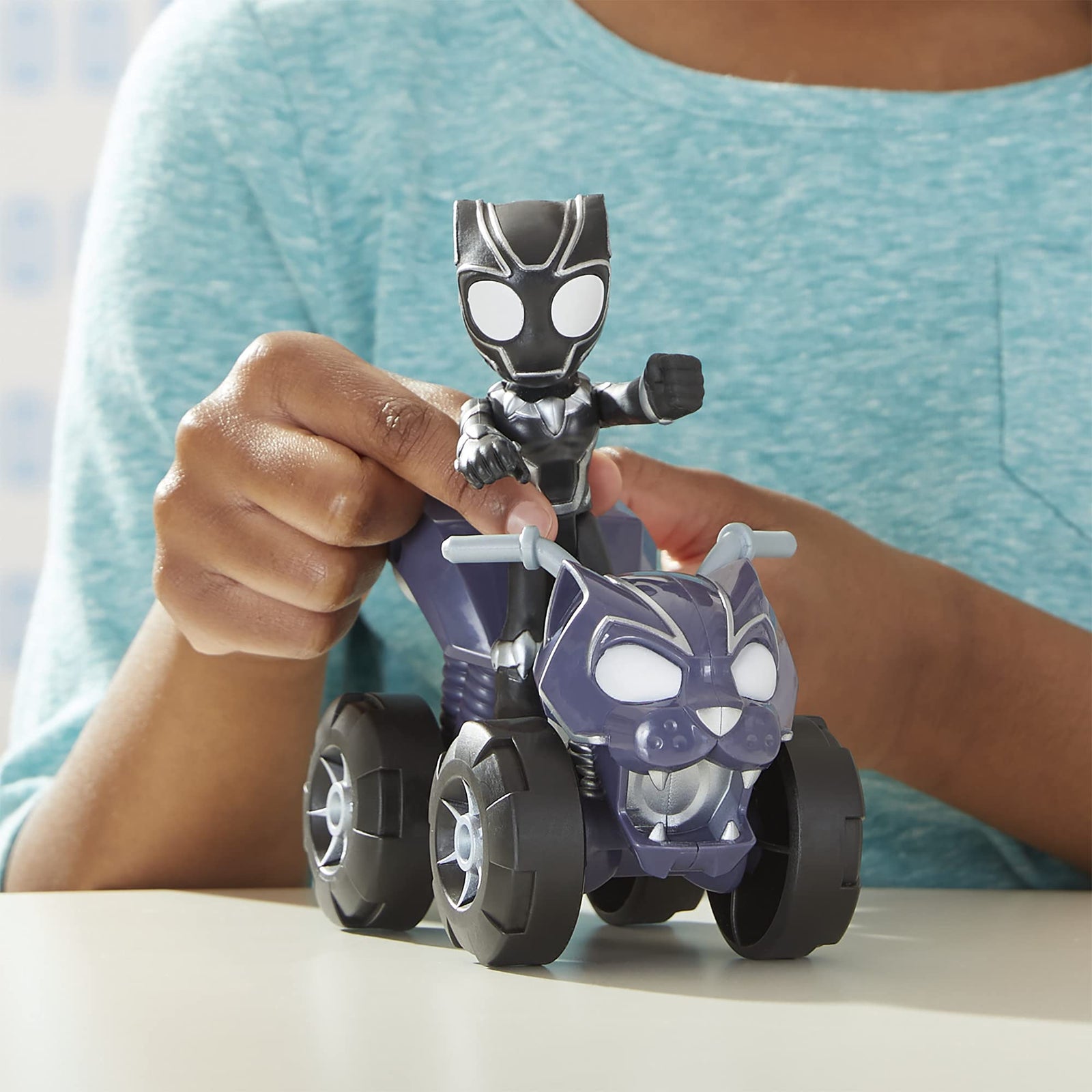 Marvel Spidey and His Amazing Friends Black Panther Action Figure and Panther Patroller Vehicle, for Kids Ages 3 and Up